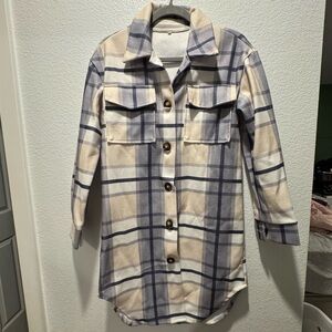 Plaid Button-Up Shirt Jacket
